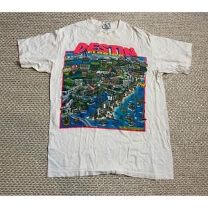 Vintage 1994 Destin Florida Cartoon Map T-Shirt Tee Jays Sof Tee 90's large